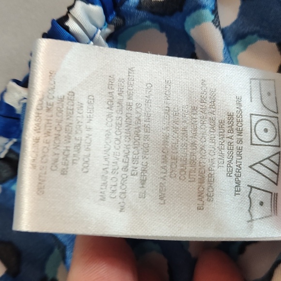 Ellen Tracy Peasant Blouse Size 1X 3/4 Sleeve Bohemian Lightweight Blue & White - Picture 13 of 15